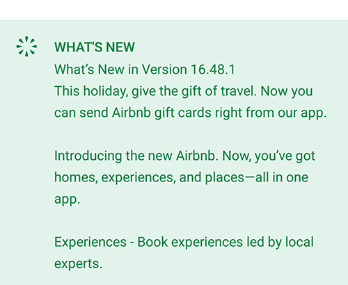 airbnb changelog